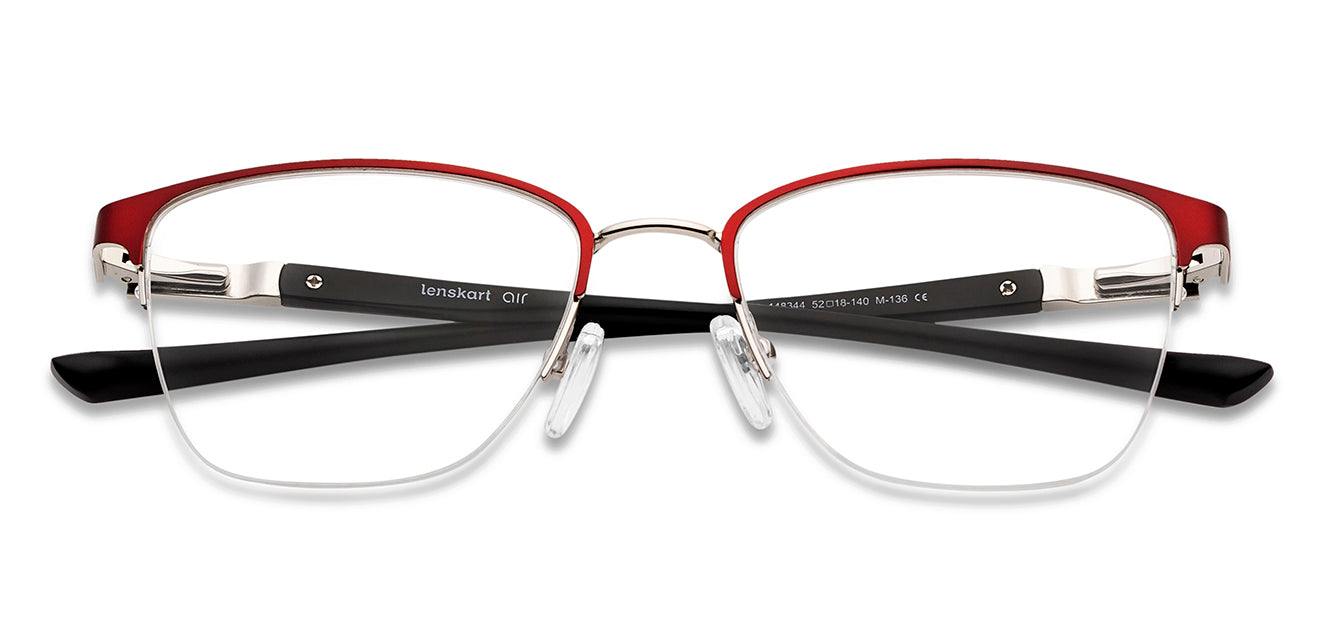 Maroon Rectangle Half Rim Unisex Eyeglasses by Lenskart Air-148344