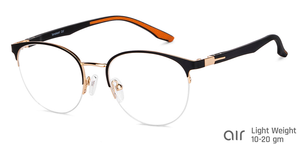 Black Round Half Rim Unisex Eyeglasses by Lenskart Air-148348