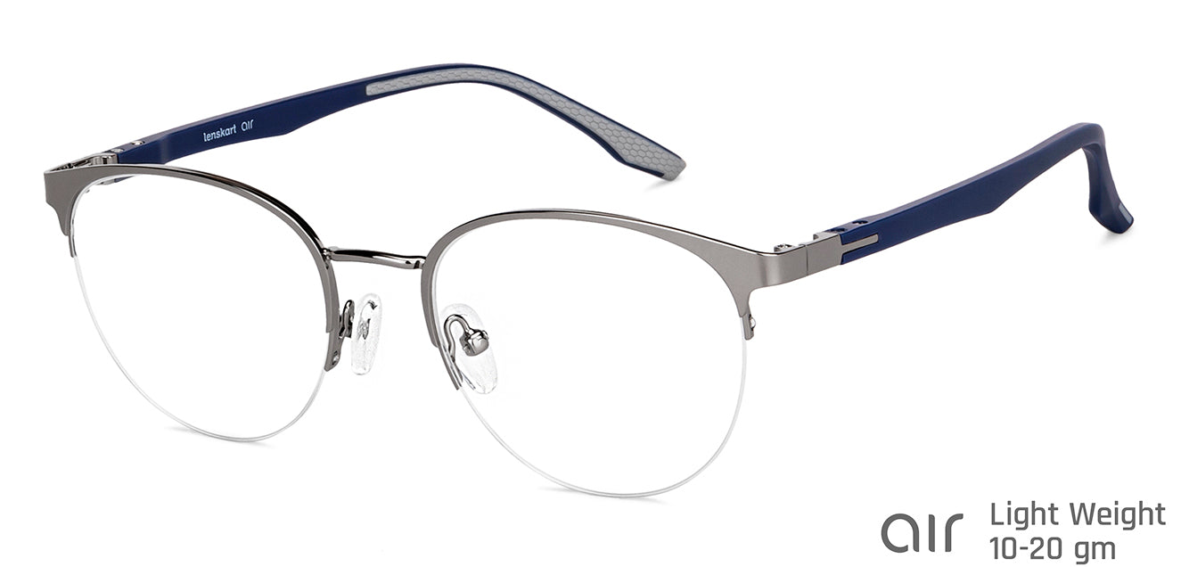 Gunmetal Round Half Rim Unisex Eyeglasses by Lenskart Air-148349
