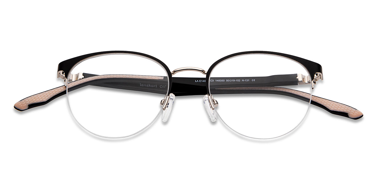 Black Round Half Rim Unisex Eyeglasses by Lenskart Air-148350