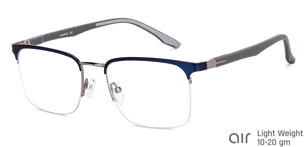 Blue Square Half Rim Unisex Eyeglasses by Lenskart Air-148351