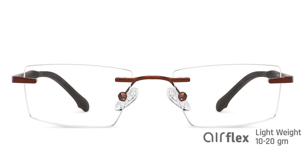 Brown Rectangle Rimless Unisex Eyeglasses by Lenskart Air Computer Glasses-147861