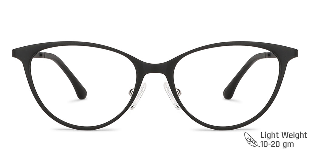 Black Cat Eye Full Rim Wide Women Eyeglasses by Lenskart Air LA-140286