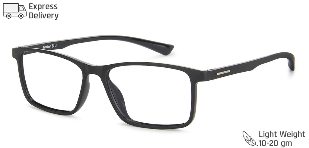 Black Rectangle Full Rim Unisex Eyeglasses by Lenskart Blu-146459