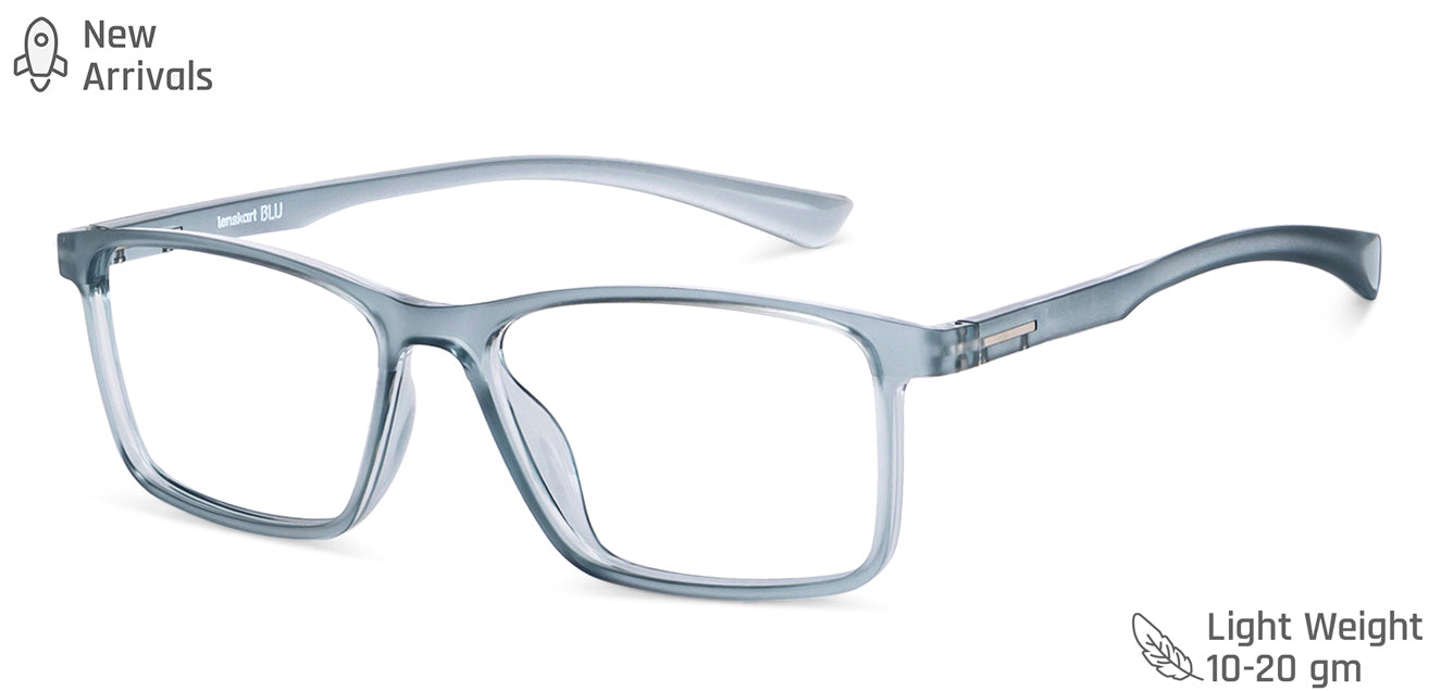 Grey Rectangle Full Rim Unisex Eyeglasses by Lenskart Blu-149767