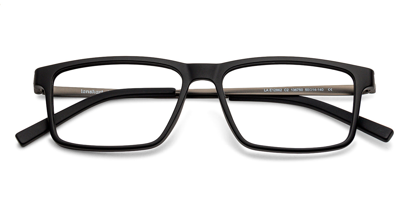 Black Rectangle Full Rim Unisex Eyeglasses by Lenskart Air Computer Glasses-147981