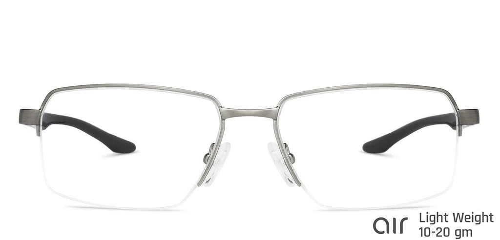 Grey Rectangle Half Rim Unisex Eyeglasses by Lenskart Air Computer Glasses-147970