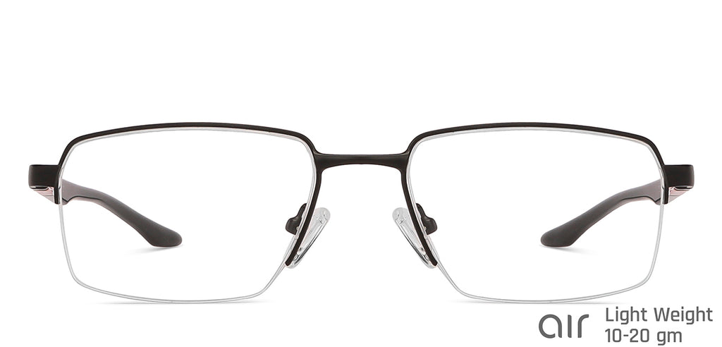 Black Rectangle Half Rim Unisex Eyeglasses by Lenskart Air Computer Glasses-147969