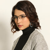 Black Rectangle Half Rim Wide Unisex Eyeglasses by Lenskart Air Online-136809