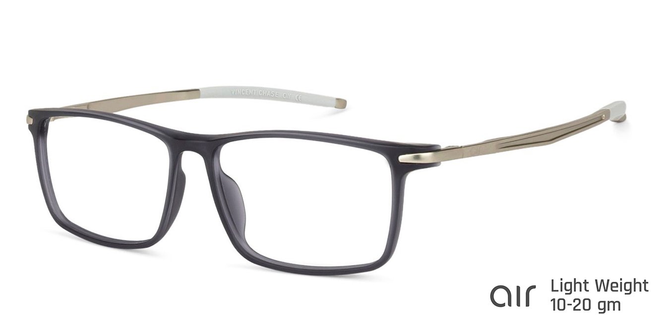 Grey Rectangle Full Rim Unisex Eyeglasses by Lenskart Air Computer Glasses-142879