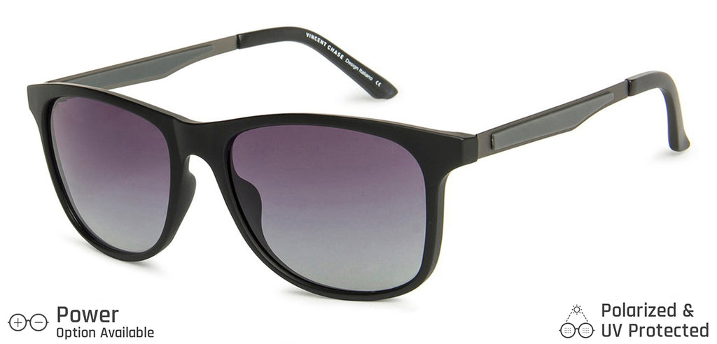Black Wayfarer Full Rim Unisex Sunglasses by Vincent Chase Polarized-130846