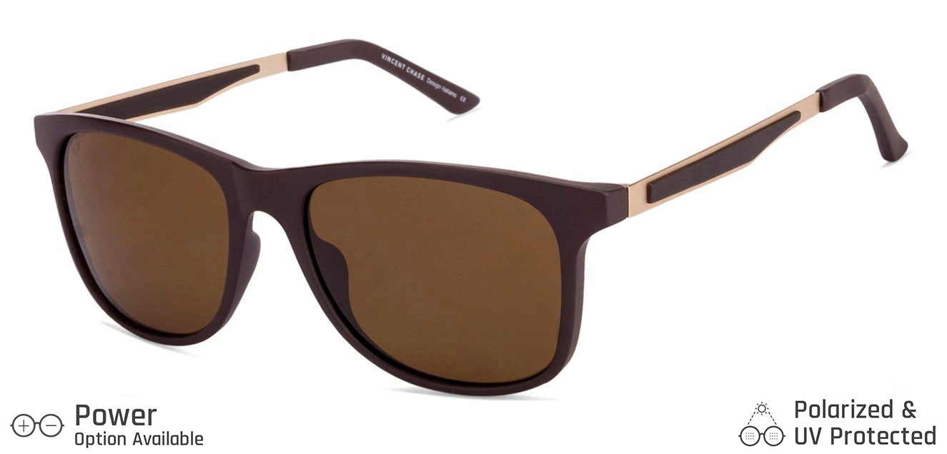 Brown Wayfarer Full Rim Unisex Sunglasses by Vincent Chase Polarized-130849
