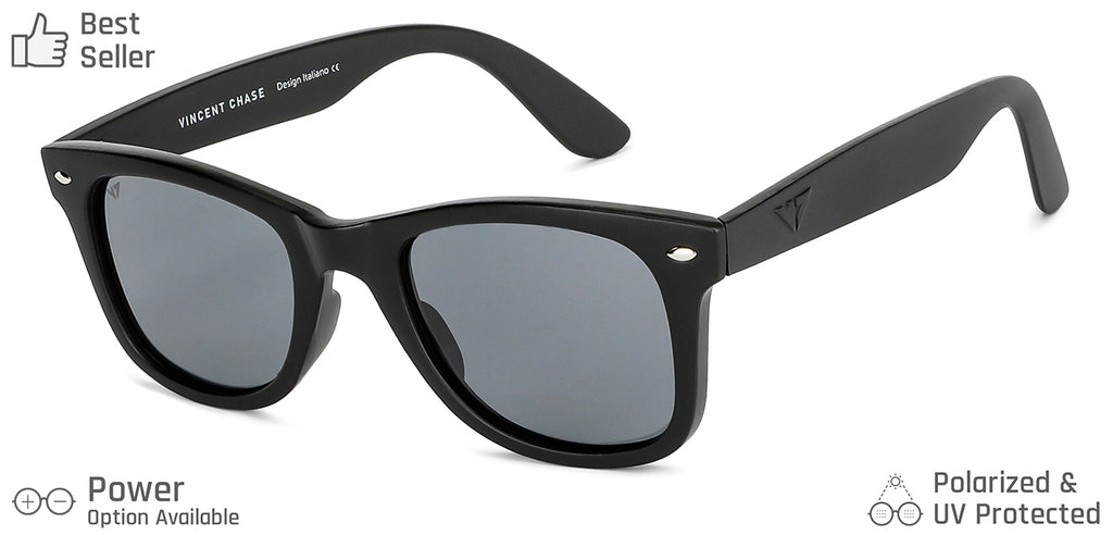 Black Wayfarer Full Rim Unisex Sunglasses by Vincent Chase Polarized-123886