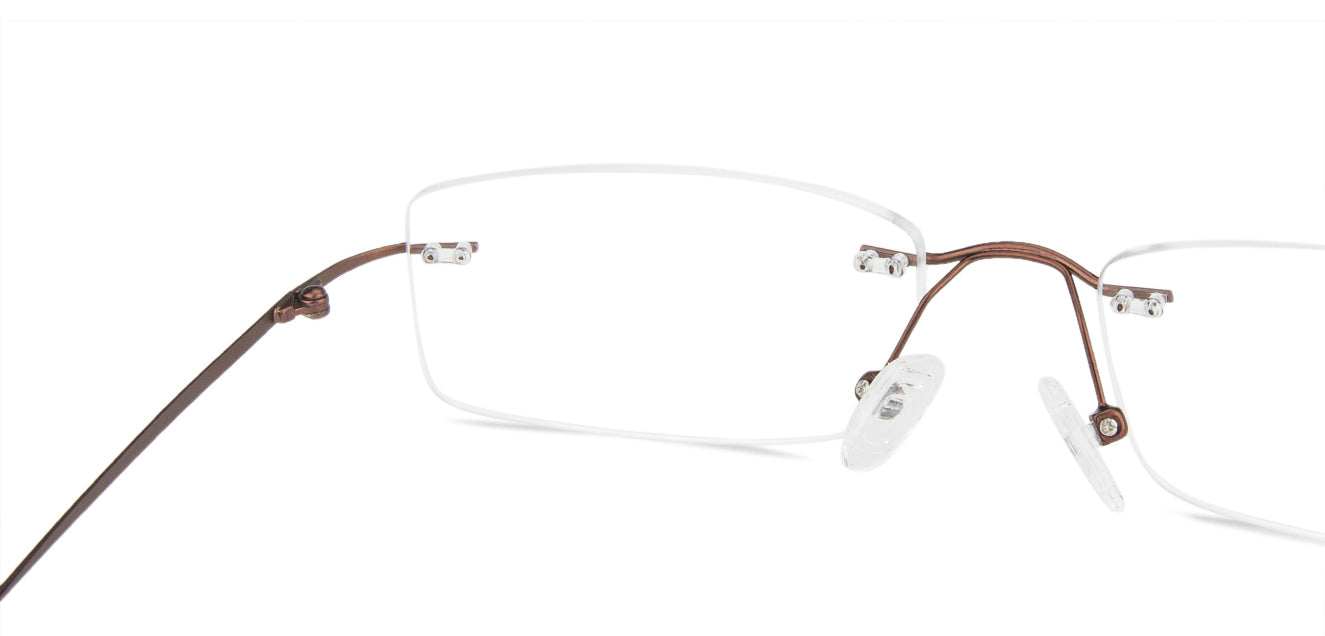 Brown Rectangle Rimless Medium Unisex Eyeglasses by Vincent Chase-142842