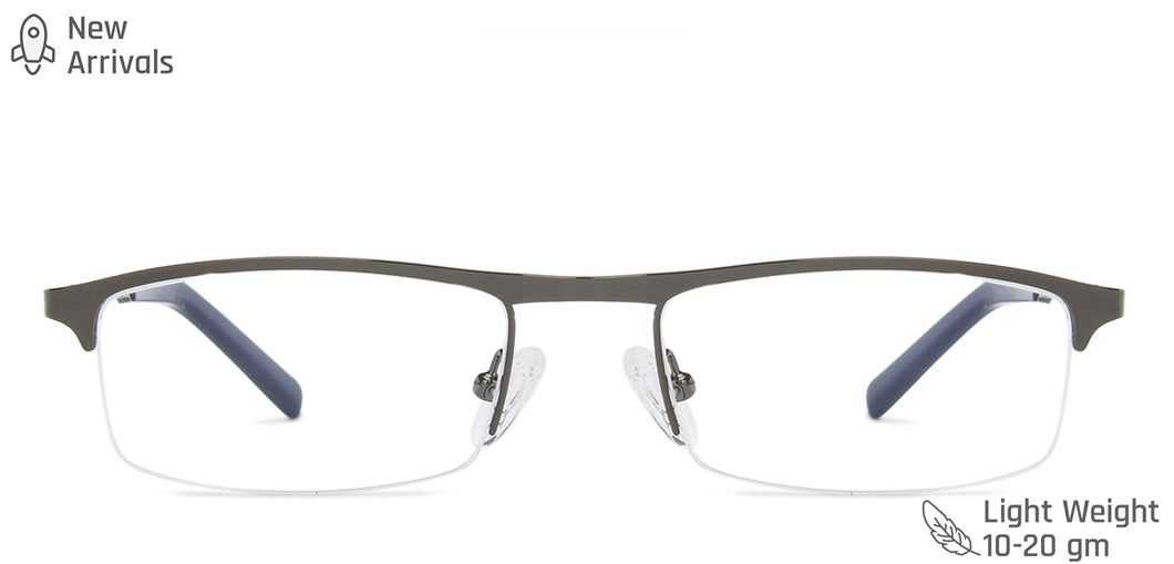 Gunmetal Rectangle Half Rim Unisex Eyeglasses by Vincent Chase Computer Glasses-146347