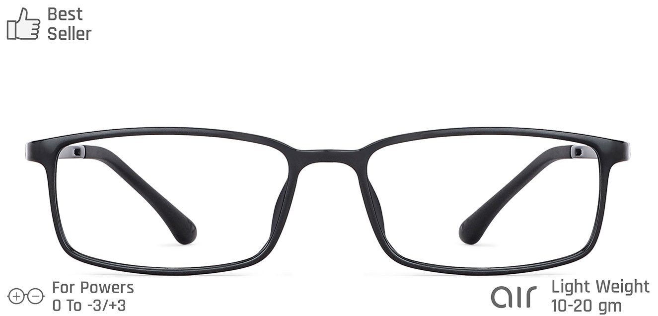 Black Rectangle Full Rim Unisex Eyeglasses by Lenskart Air Computer Glasses-142727