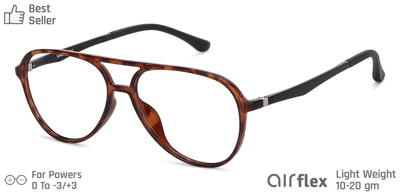 Brown Aviator Full Rim Unisex Eyeglasses by Lenskart Air Computer Glasses-147757