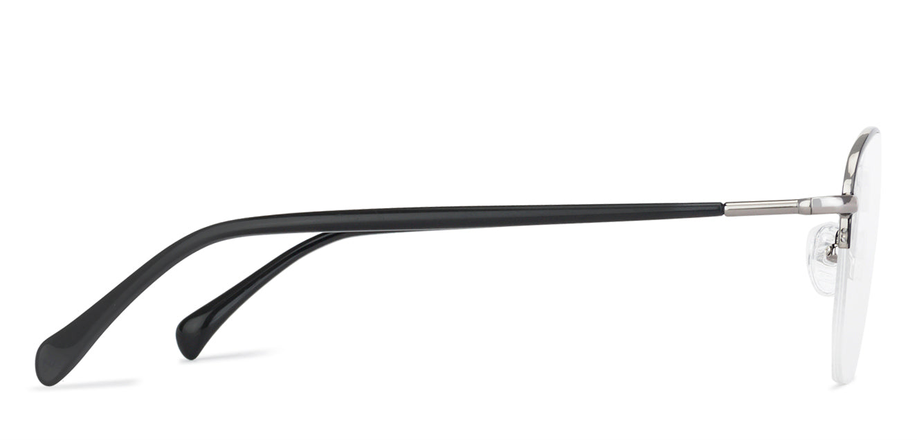 Black Round Half Rim Unisex Eyeglasses by Vincent Chase Computer Glasses-146337