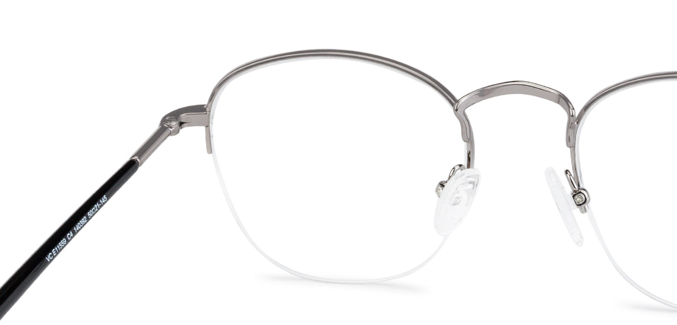 Black Round Half Rim Unisex Eyeglasses by Vincent Chase Computer Glasses-146337