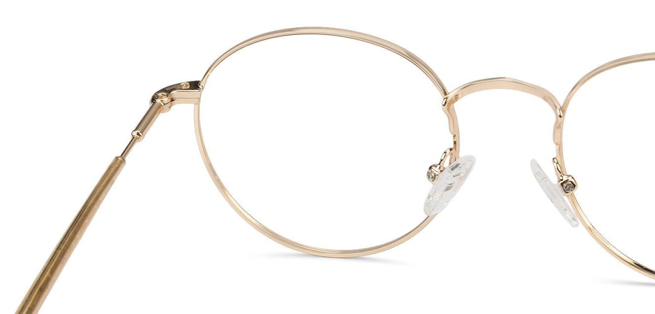 Gold Round Full Rim Narrow Unisex Eyeglasses by Vincent Chase-140394