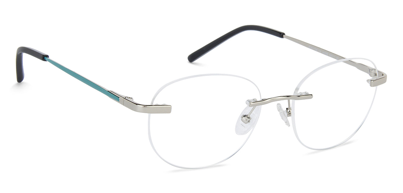 Silver Round Rimless Narrow Unisex Eyeglasses by Vincent Chase-140395