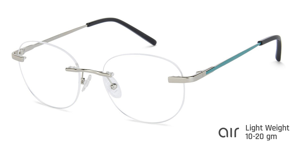 Silver Round Rimless Narrow Unisex Eyeglasses by Vincent Chase-140395