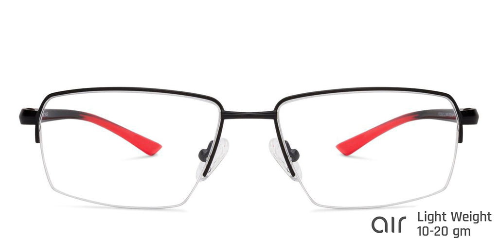 Black Rectangle Half Rim Unisex Eyeglasses by Lenskart Air Computer Glasses-138219