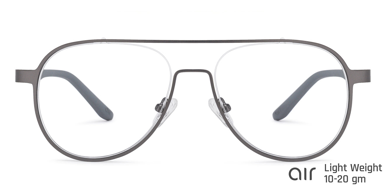 Grey Aviator Half Rim Unisex Eyeglasses by Lenskart Air Computer Glasses-142746