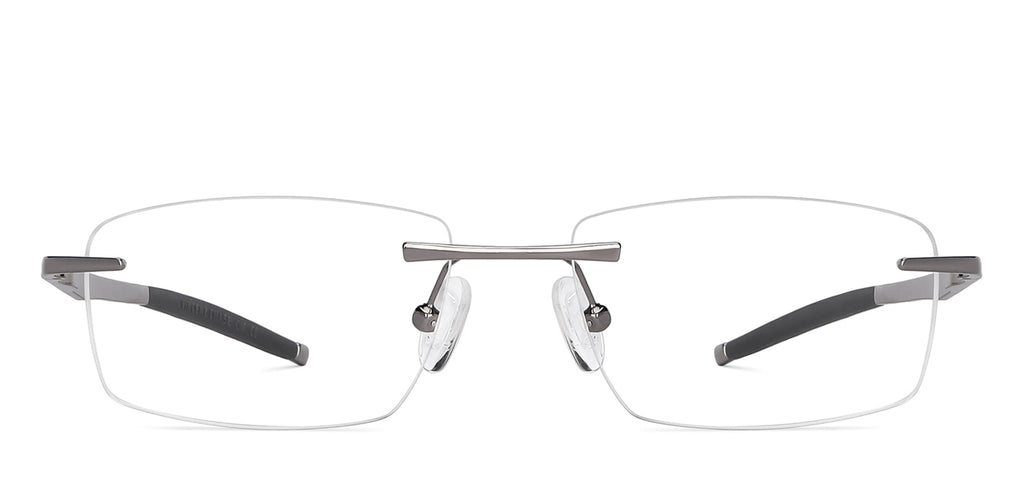 Grey Rectangle Rimless Unisex Eyeglasses by Lenskart Air Computer Glasses-148651
