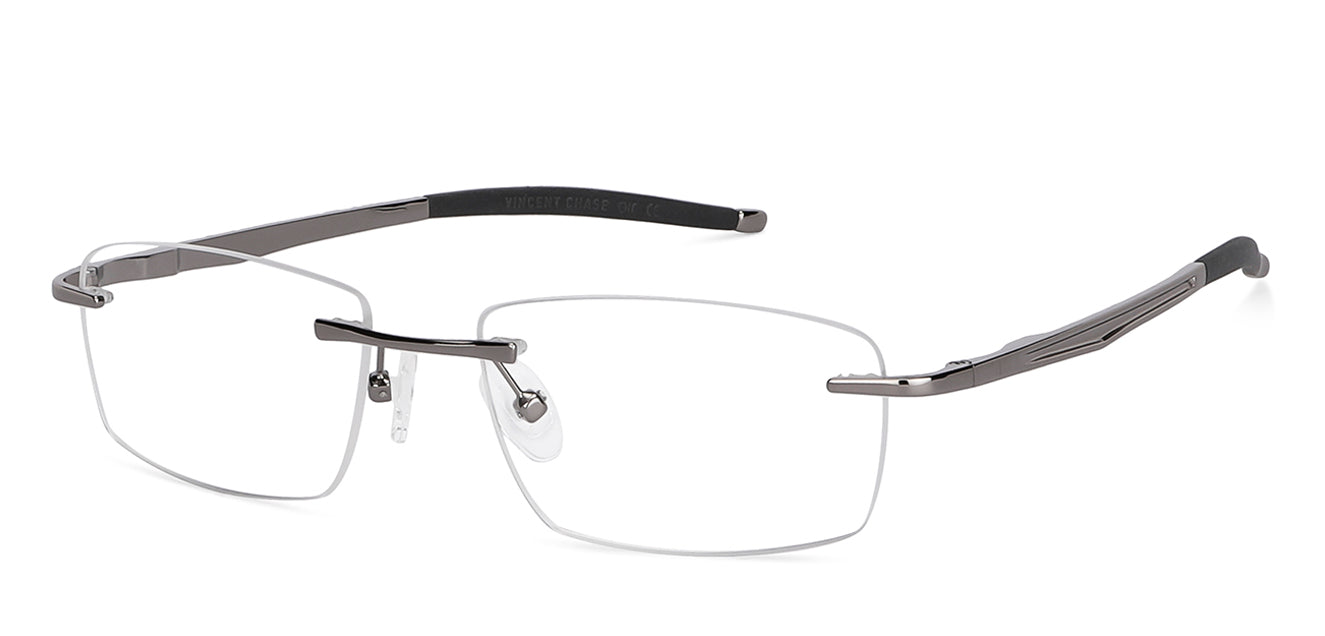 Grey Rectangle Rimless Unisex Eyeglasses by Lenskart Air Computer Glasses-148651