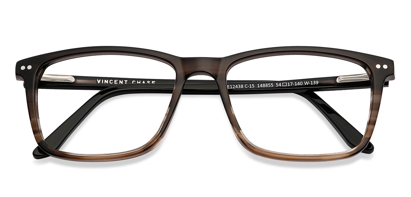 Brown Rectangle Full Rim Unisex Eyeglasses by Vincent Chase Computer Glasses-149560
