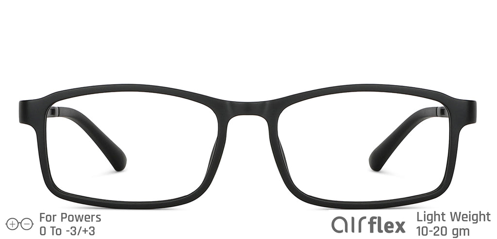 Black Rectangle Full Rim Unisex Eyeglasses by Lenskart Air LA-136708