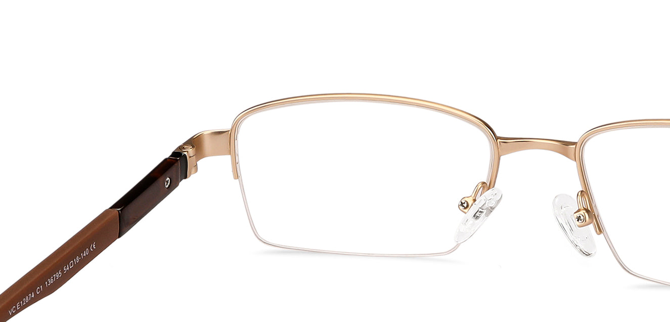 Gold Rectangle Half Rim Unisex Eyeglasses by Lenskart Air LA-136795