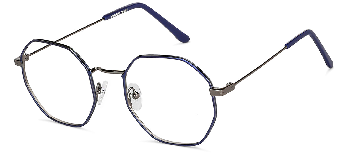 Blue Geometric Full Rim Unisex Eyeglasses by Vincent Chase-149266