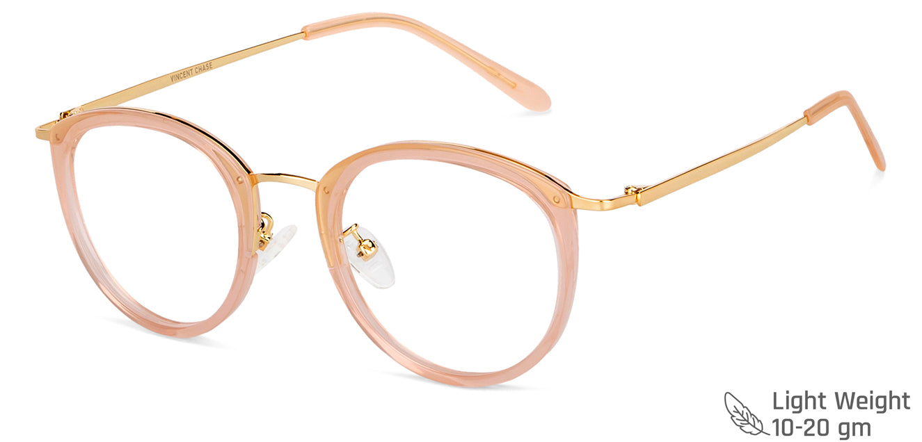Pink Round Full Rim Unisex Eyeglasses by Vincent Chase-149095