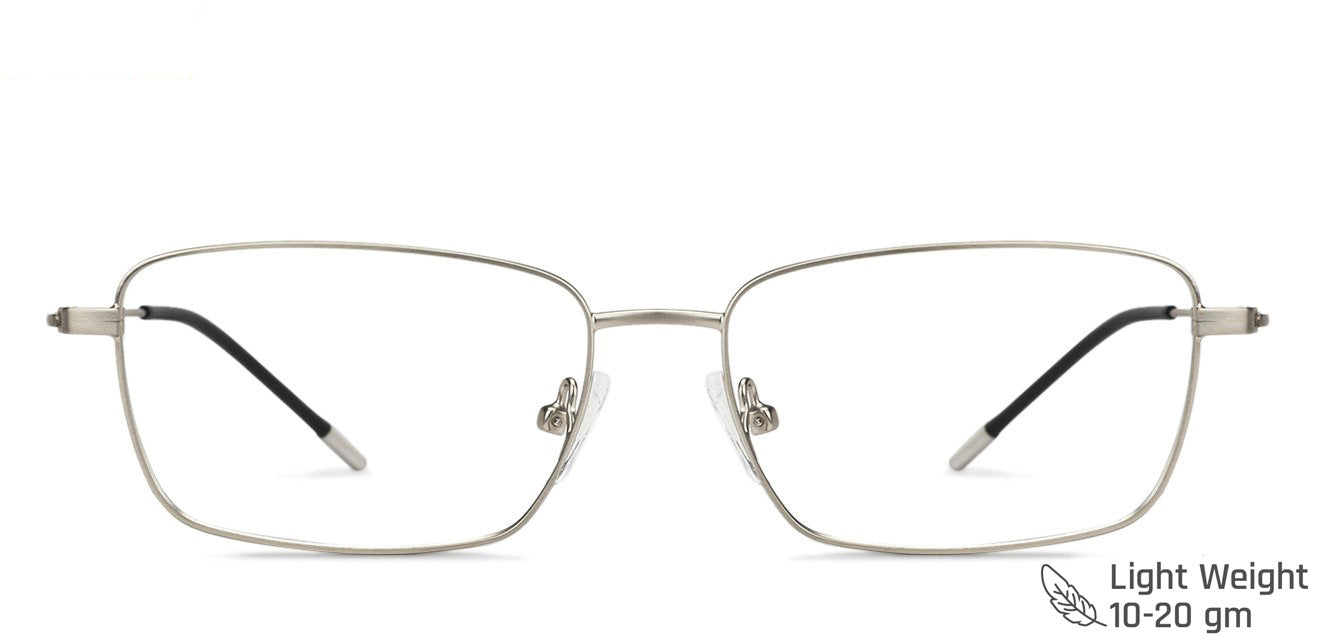 Silver Rectangle Full Rim Unisex Eyeglasses by Vincent Chase Computer Glasses-144697