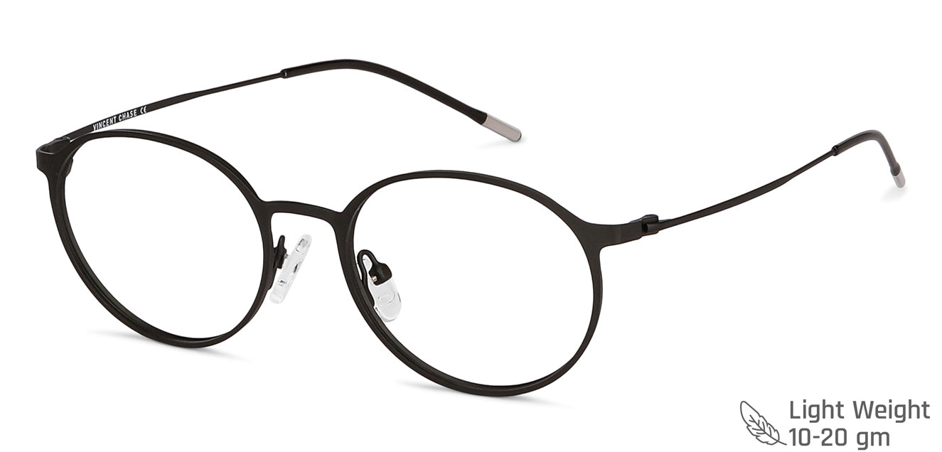 Black Round Full Rim Unisex Eyeglasses by Vincent Chase Computer Glasses-144477