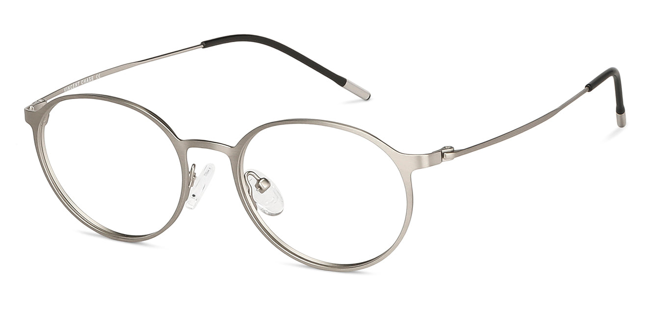 Silver Round Full Rim Extra Narrow Unisex Eyeglasses by Vincent Chase VC-137993