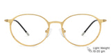 Gold Round Full Rim Extra Narrow Unisex Eyeglasses by Vincent Chase-145710