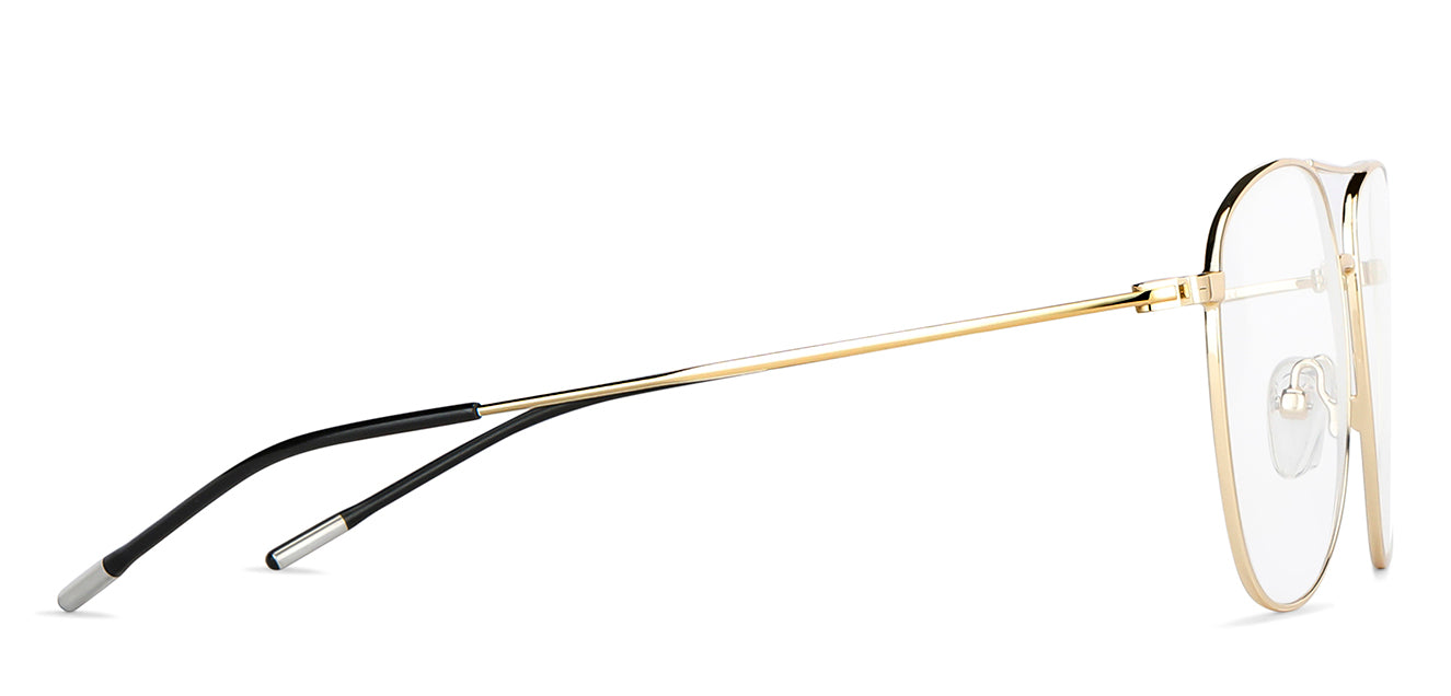 Gold Aviator Full Rim Unisex Eyeglasses by Vincent Chase Computer Glasses-143650