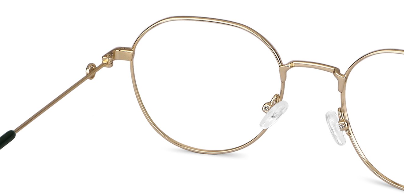 Gold Geometric Full Rim Unisex Eyeglasses by Vincent Chase Computer Glasses-148258