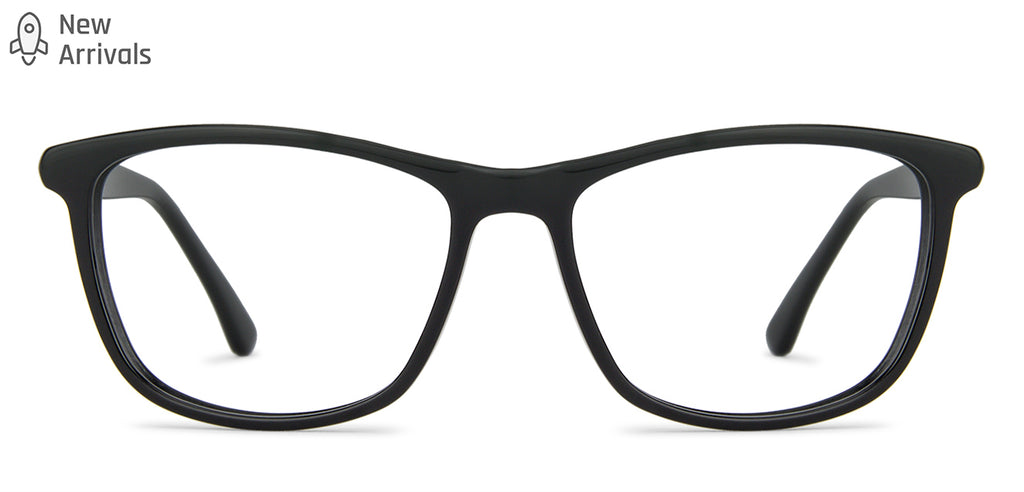 Black Rectangle Full Rim Medium Unisex Eyeglasses by Vincent Chase-143212