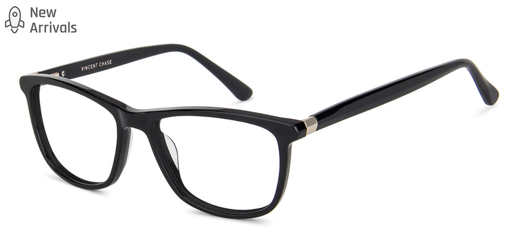 Black Rectangle Full Rim Medium Unisex Eyeglasses by Vincent Chase-143212