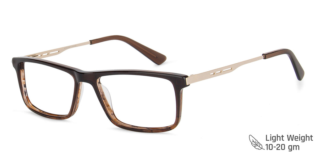 Brown Rectangle Full Rim Narrow Unisex Eyeglasses by Vincent Chase VC-143225