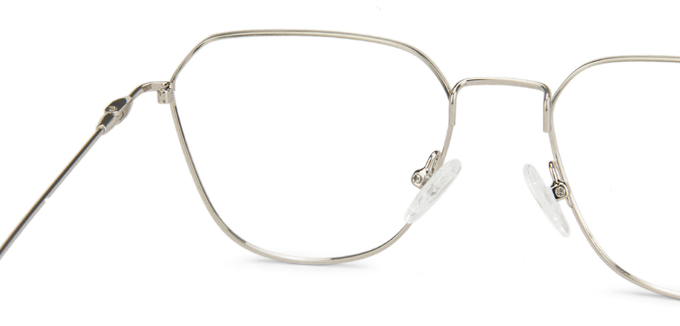 Silver Hexagonal Full Rim Medium Unisex Eyeglasses by Vincent Chase-145546