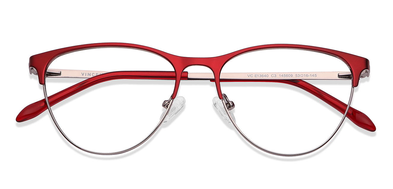 Red Cat Eye Full Rim Women Eyeglasses by Vincent Chase Computer Glasses-148275