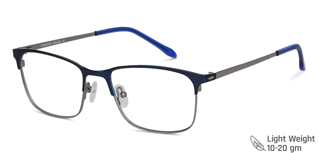 Blue Rectangle Full Rim Unisex Eyeglasses by Vincent Chase-145610