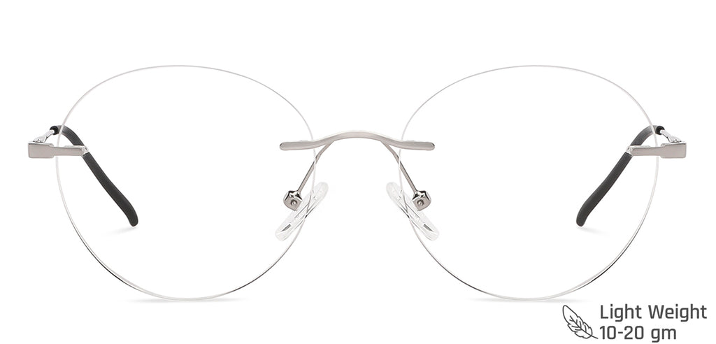 Silver Round Rimless Unisex Eyeglasses by Vincent Chase Computer Glasses-149262
