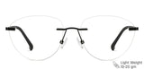 Black Cat Eye Rimless Extra Narrow Women Eyeglasses by Vincent Chase-146131