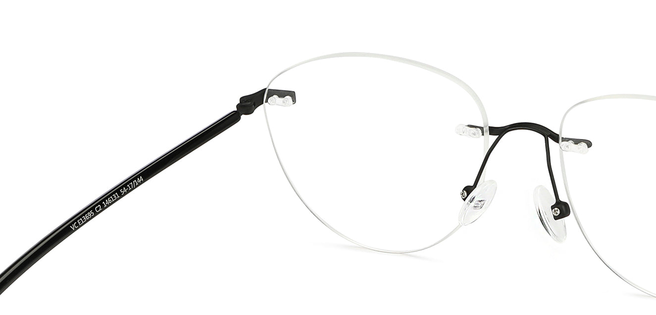 Black Cat Eye Rimless Women Eyeglasses by Vincent Chase Computer Glasses-149545